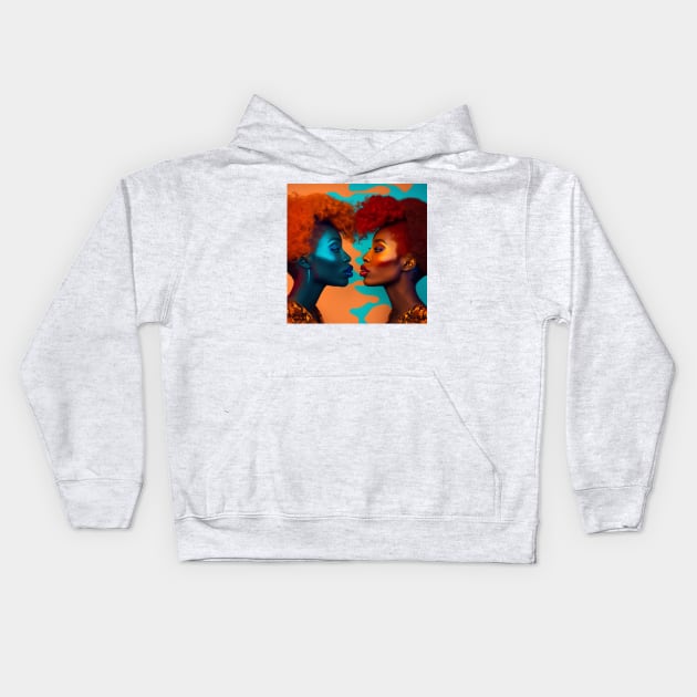 Two women facing each other Kids Hoodie by Artisticwalls